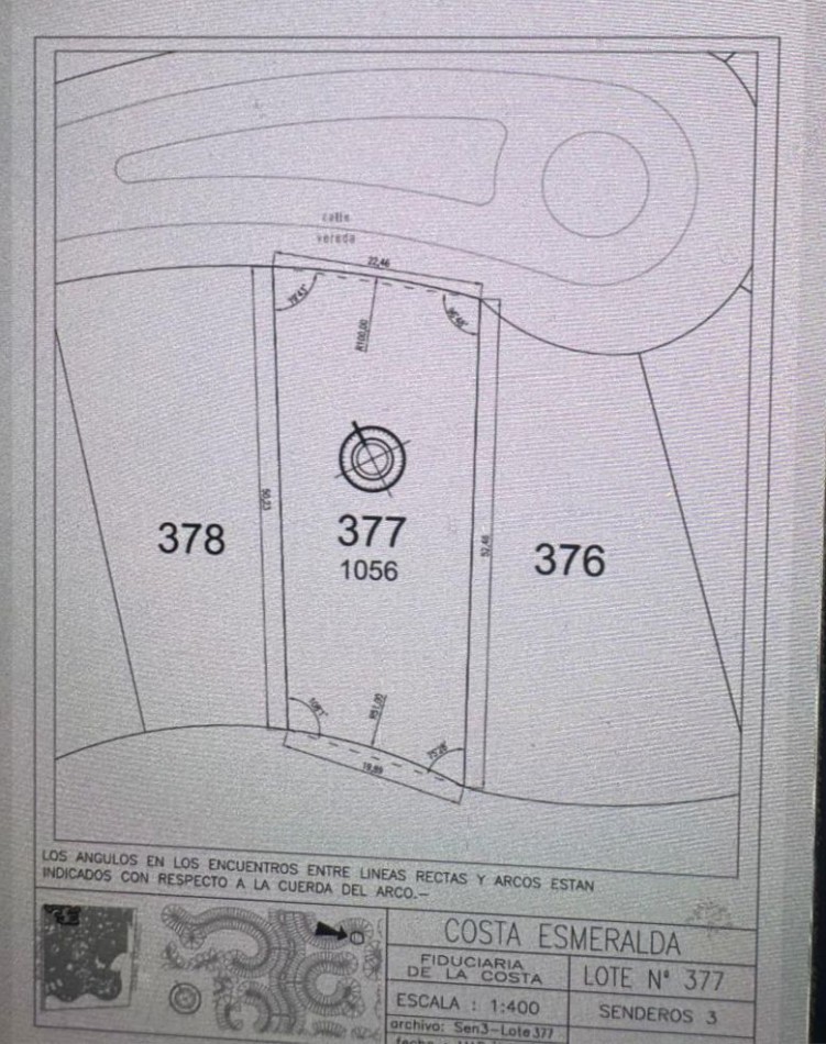 Lote en venta en Costa Esmeralda en cul-de-sac 1056mts2