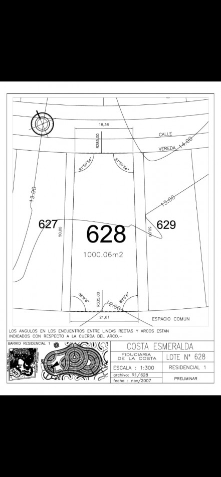 Lote 1000 m² en Costa Esmeralda - Residencial I, a metros del Golf y Club House